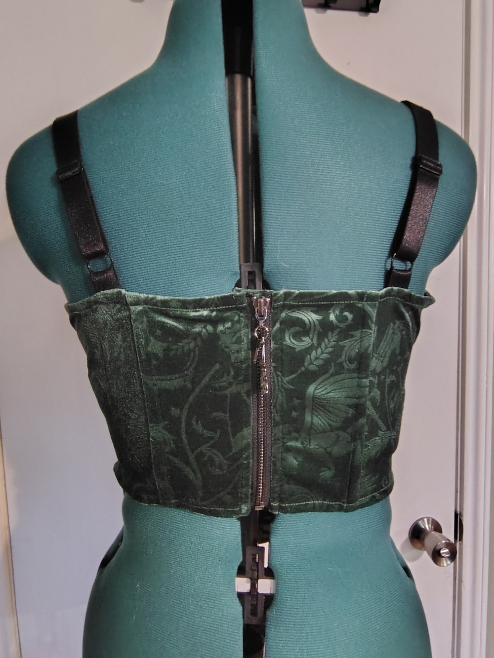 Killstar Emerald Envy Green Velvet Corset Top - Picture 2 of 6
